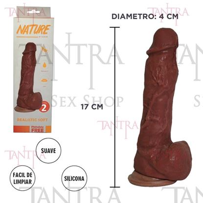 Dildo color oscuro Cyberskin con ventosa N°2